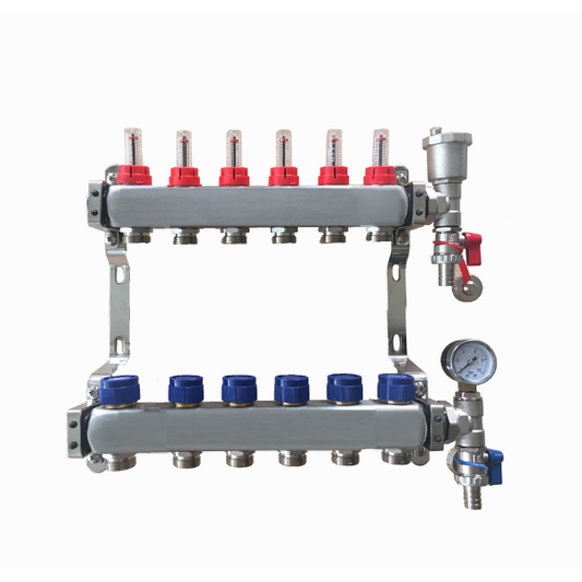 Stainless Steel Under Floor Heating Manifolds (2 to 12 ports)